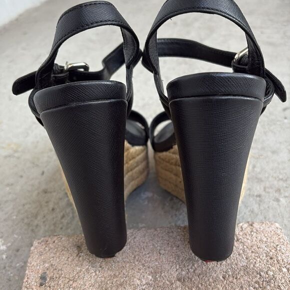 Prada Black Wedge Sandals - Picture 5 of 7